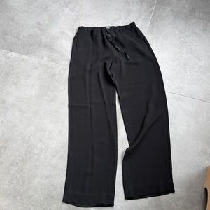 Theory Wide Leg Crepe Black pull on trousers